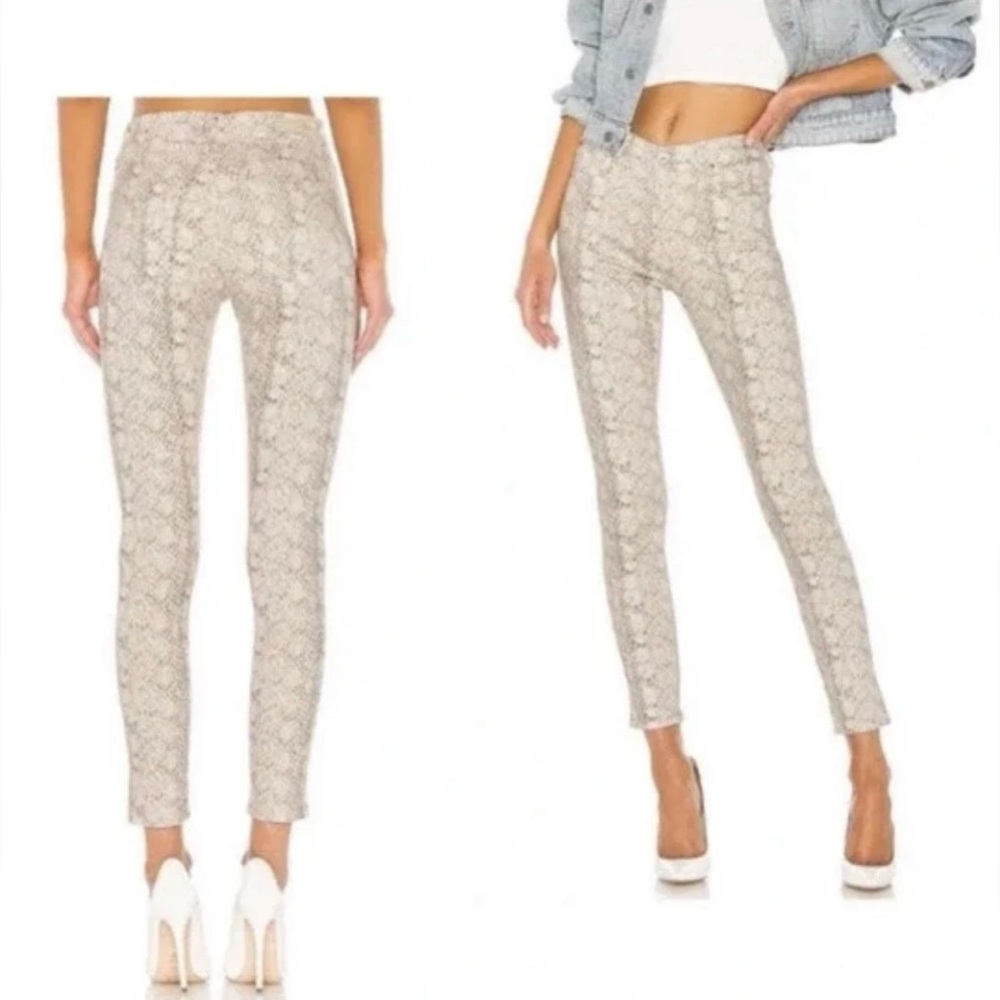 AG Farrah Skinny Jeans 28 Mauve Python Print High Rise NWOT